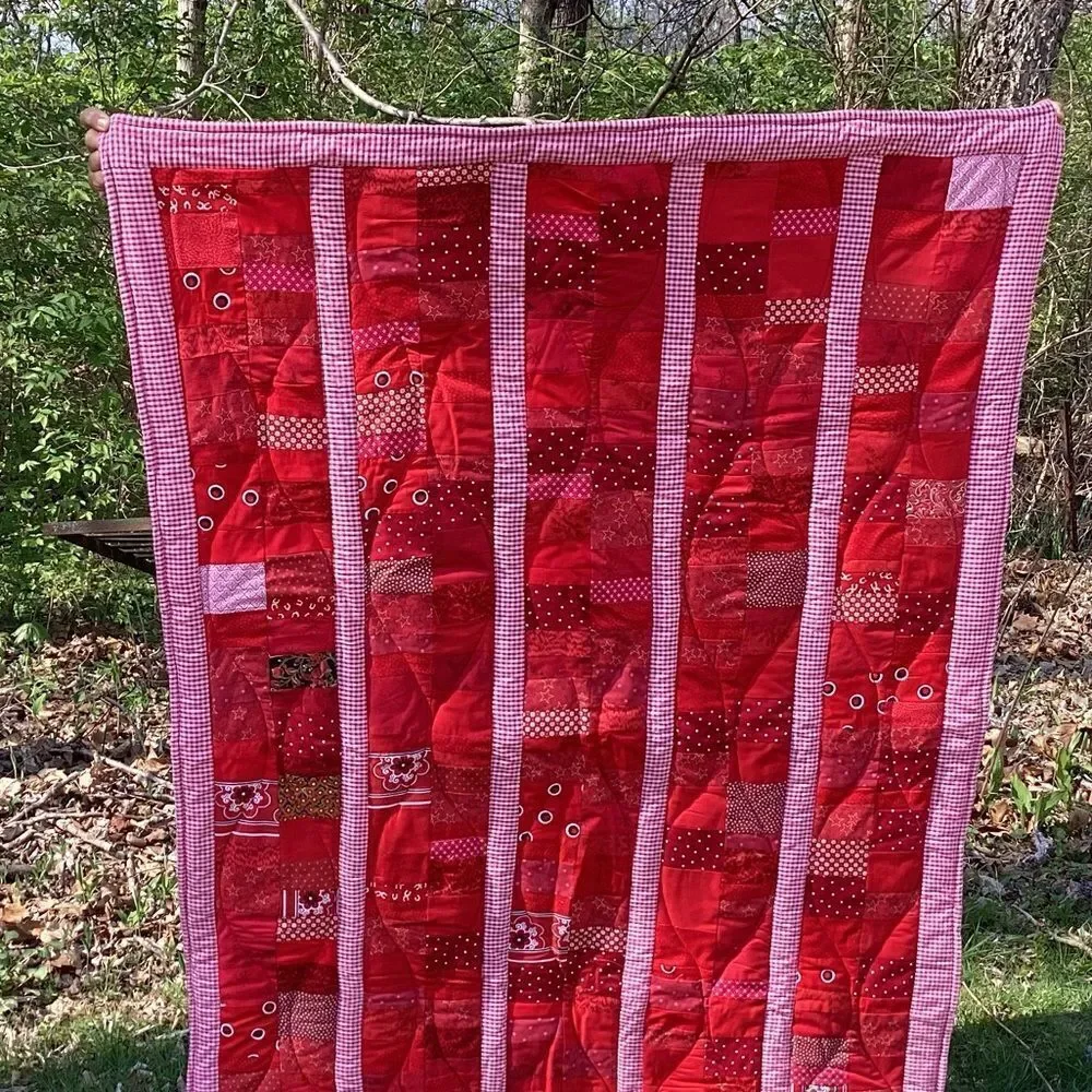 NWT Hand Crafted “Red Coins” Quilt
